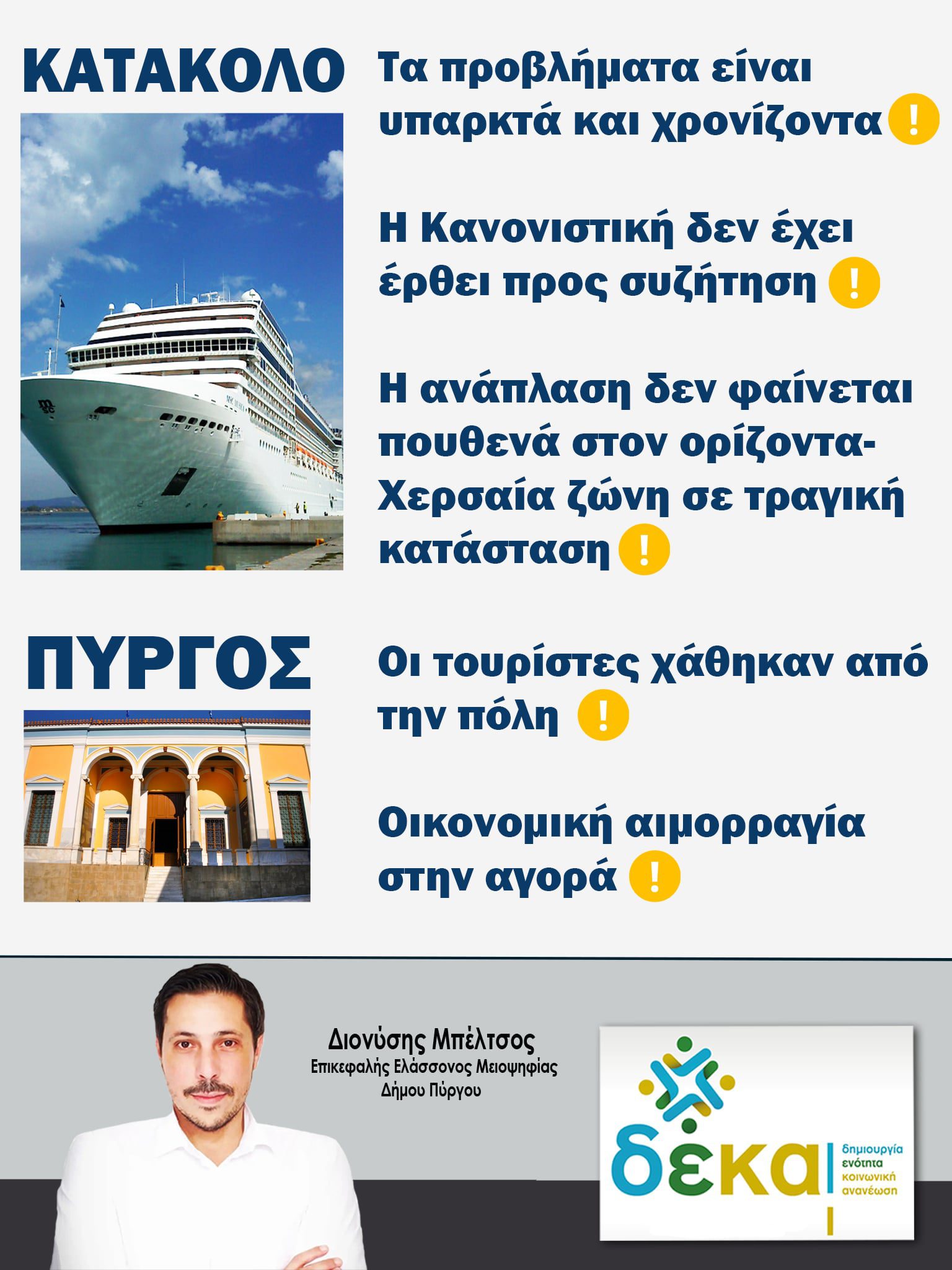 ΔΗΜΟΤΙΚΗ ΠΑΡΑΤΑΞΗ ΔΕΚΑ: Tα σοβαρά προβλήματα του Δήμου μας θέλουν άμεση αντιμετώπιση