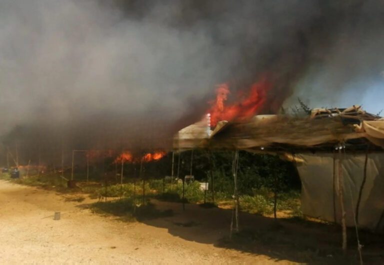 Μεγάλη φωτιά σε καταλύματα εργατών στην Ν. Μανωλάδα