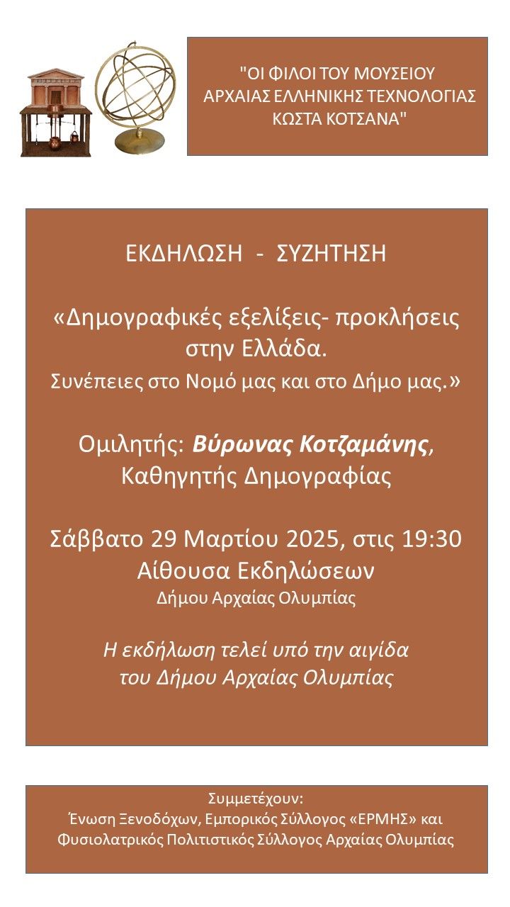 Εκδήλωση- συζήτηση από τους Φίλους του Μουσείου Κοτσανά στην Αρχαία Ολυμπία