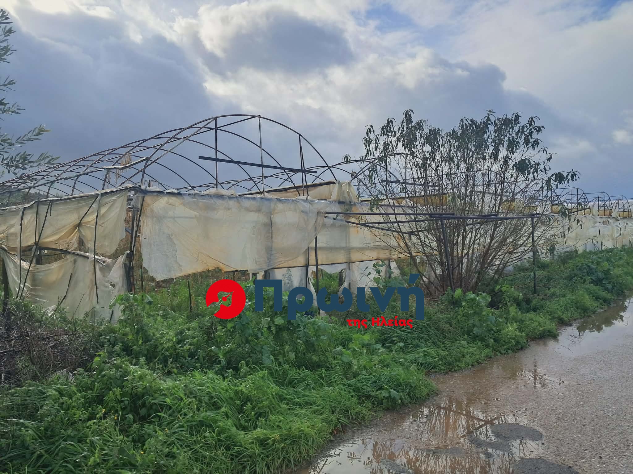 Σοβαρές καταστροφές προκάλεσε ανεμοστρόβιλος σε θερμοκηπιακές καλλιέργειες στο Γαννιτσοχώρι
