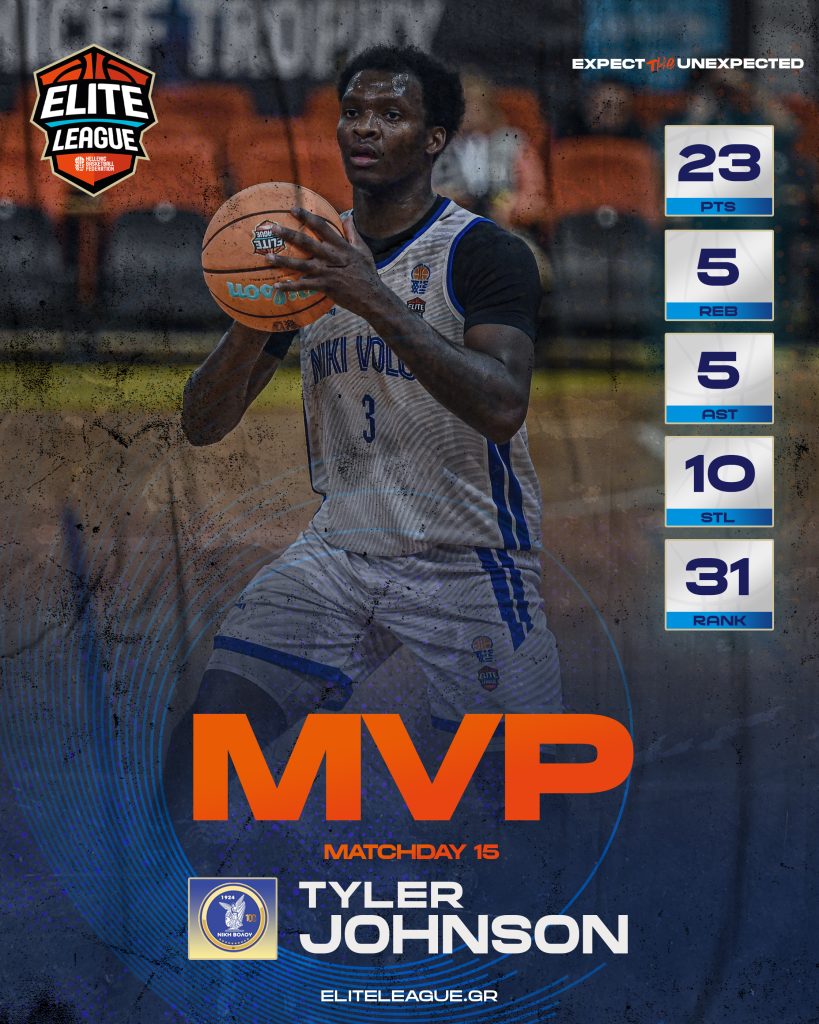 Elite League: MVP της 15ης αγωνιστικής ο Τζόνσον-Οι κορυφαίοι των αριθμών