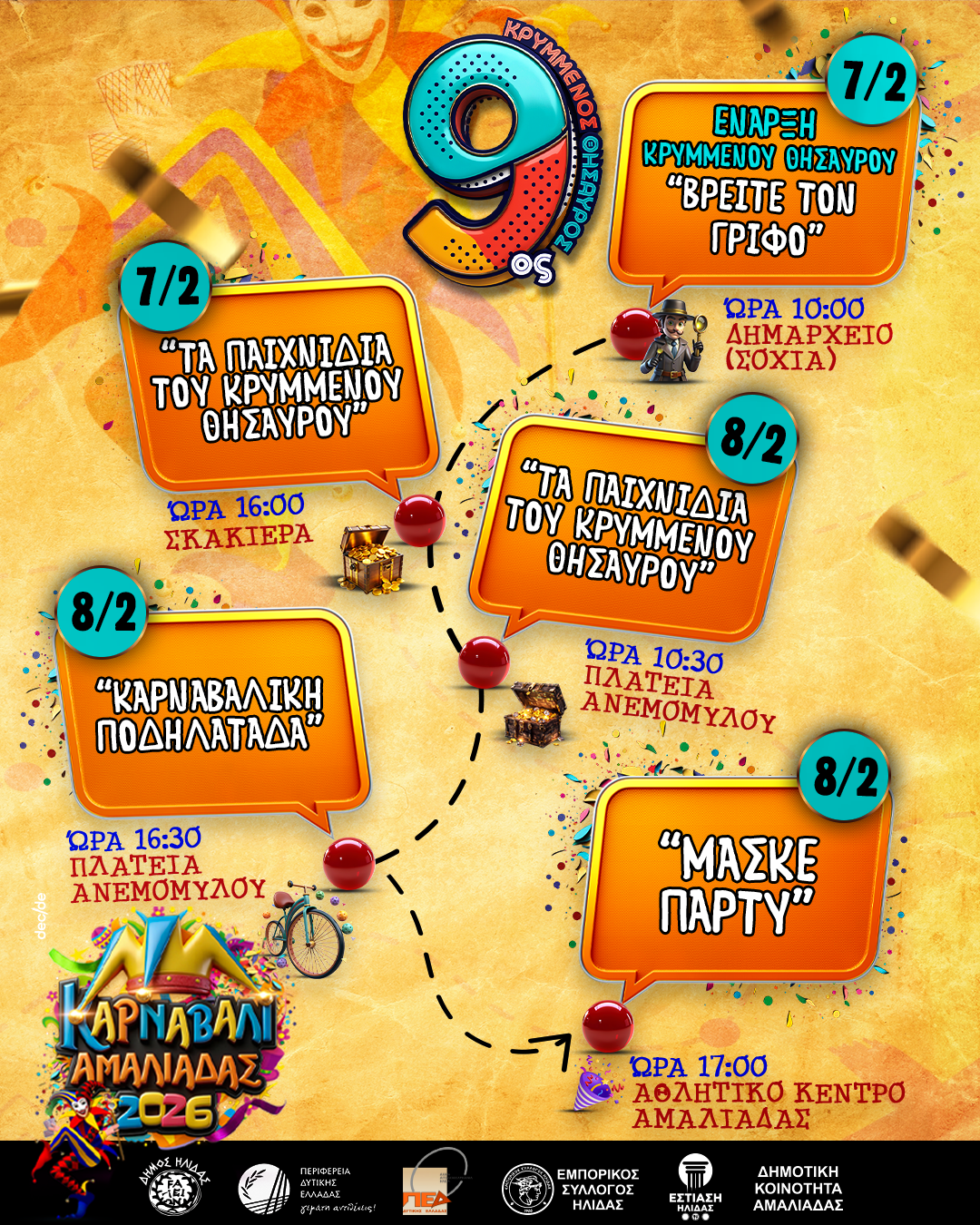 Καρναβάλι Αμαλιάδας:  2ο παιχνίδι «Κρυμμένου Θησαυρού»