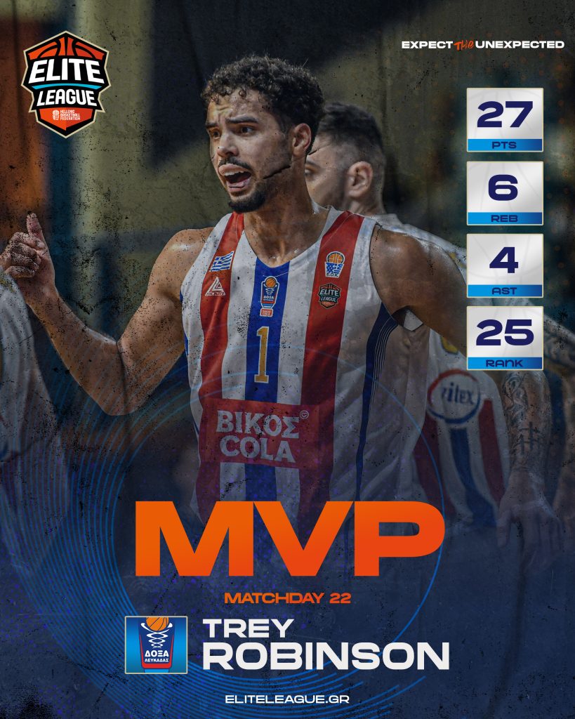 Elite League: Τρεις οι MVP την 22η αγωνιστική-Οι κορυφαίοι των αριθμών