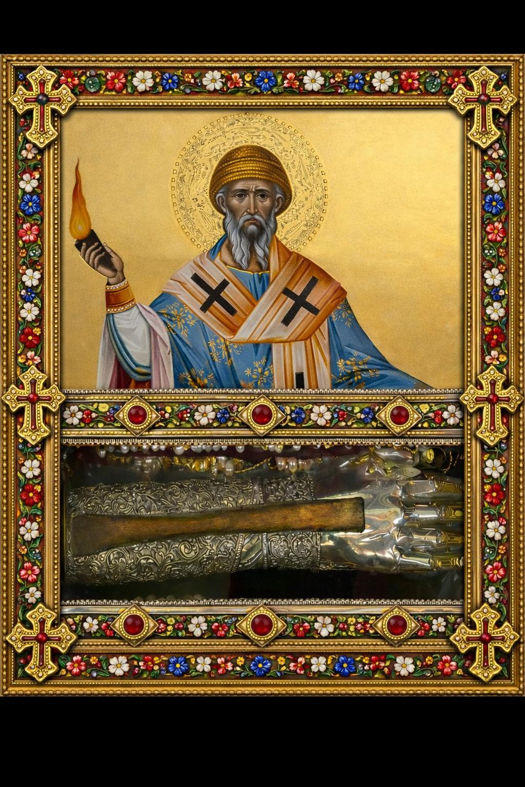 Ι.Ν. Αγ. Σπυρίδωνος Πύργου-«Έλευση δεξιάς χειρός του Αγ. Σπυρίδωνος από την Κέρκυρα στον Πύργο»