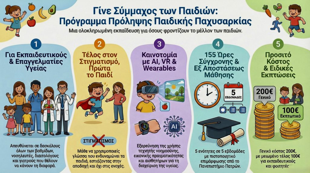 Δήμος Πύργου: Διαδικτυακό εργαστήριο για την Παιδική Παχυσαρκία από το Πανεπιστήμιο Πατρών