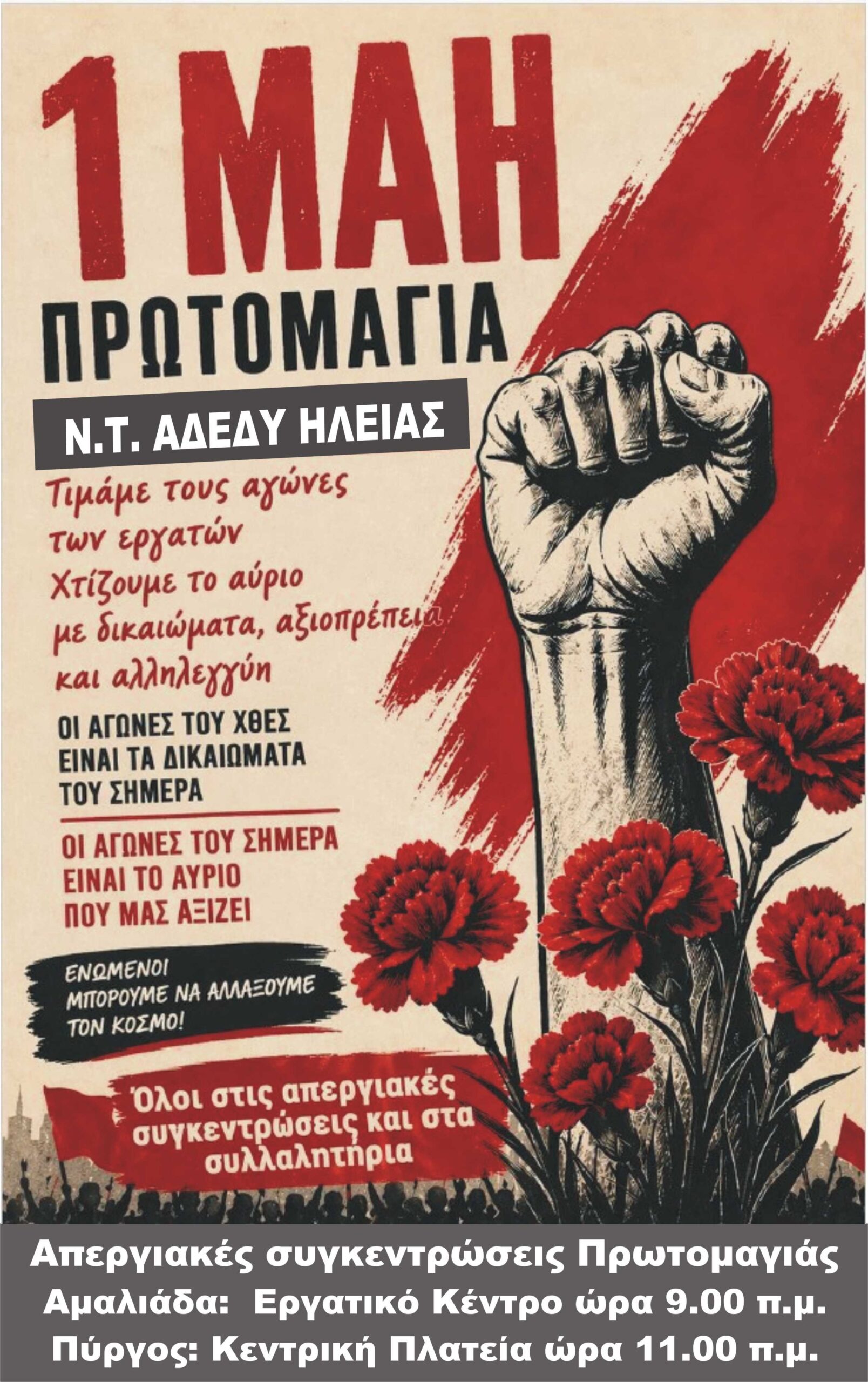 Α.Δ.Ε.Δ.Υ Νομαρχιακό Τμήμα Ηλείας : Κάλεσμα στις απεργιακές εκδηλώσεις