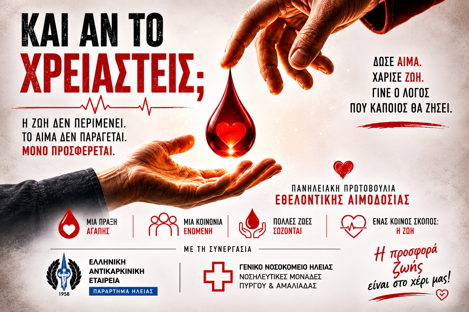 «Και Αν το Χρειαστείς;»: Πανηλειακή Πρωτοβουλία Εθελοντικής Αιμοδοσίας