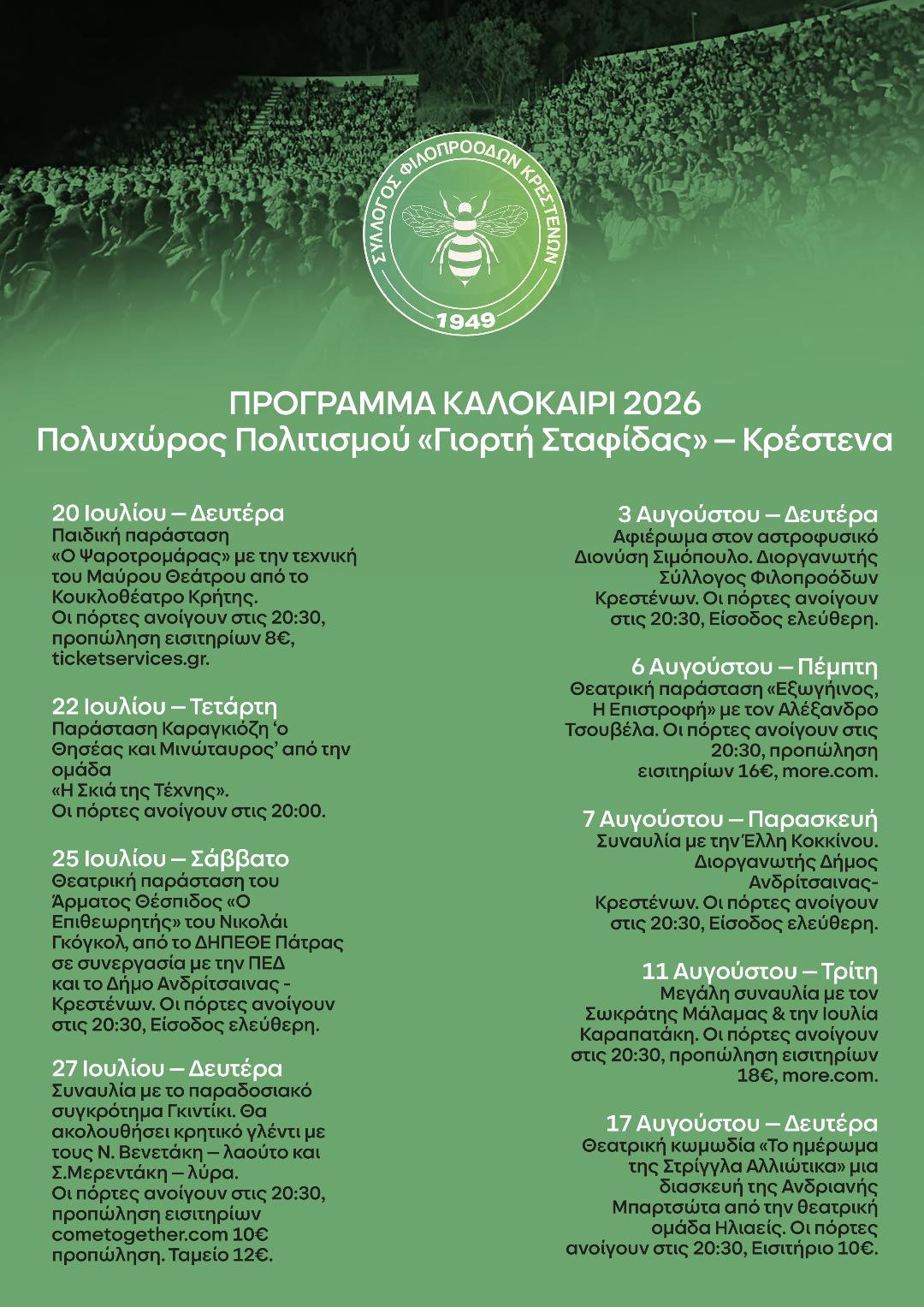 Η Κρέστενα γιορτάζει ξανά: Η Γιορτή της Σταφίδας επιστρέφει το Καλοκαίρι του 2026!