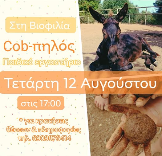 Δημιουργικό εργαστήρι Cob για παιδιά στο δάσος με την Αρχιτέκτονα Αθηνά Γαλανοπούλου