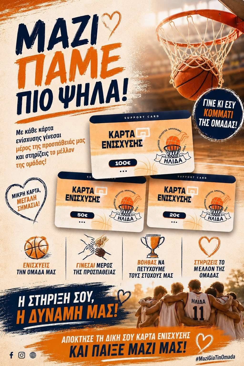 Α.Σ.Α. Ήλιδα: Συνεχίζεται η διάθεση των καρτών ενίσχυσης
