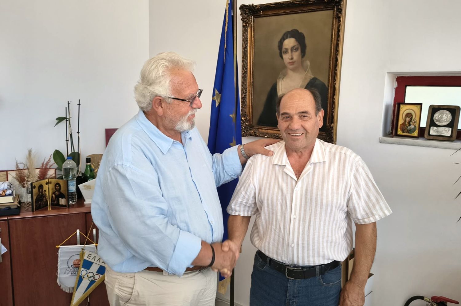 Συνάντηση του Δημάρχου Ήλιδας Χρήστου Χριστοδουλόπουλου με τον αναπλ. Τομεάρχη Υγείας της ΕΛ.Α.Σ. Γιώργο Μπουλμπασάκο